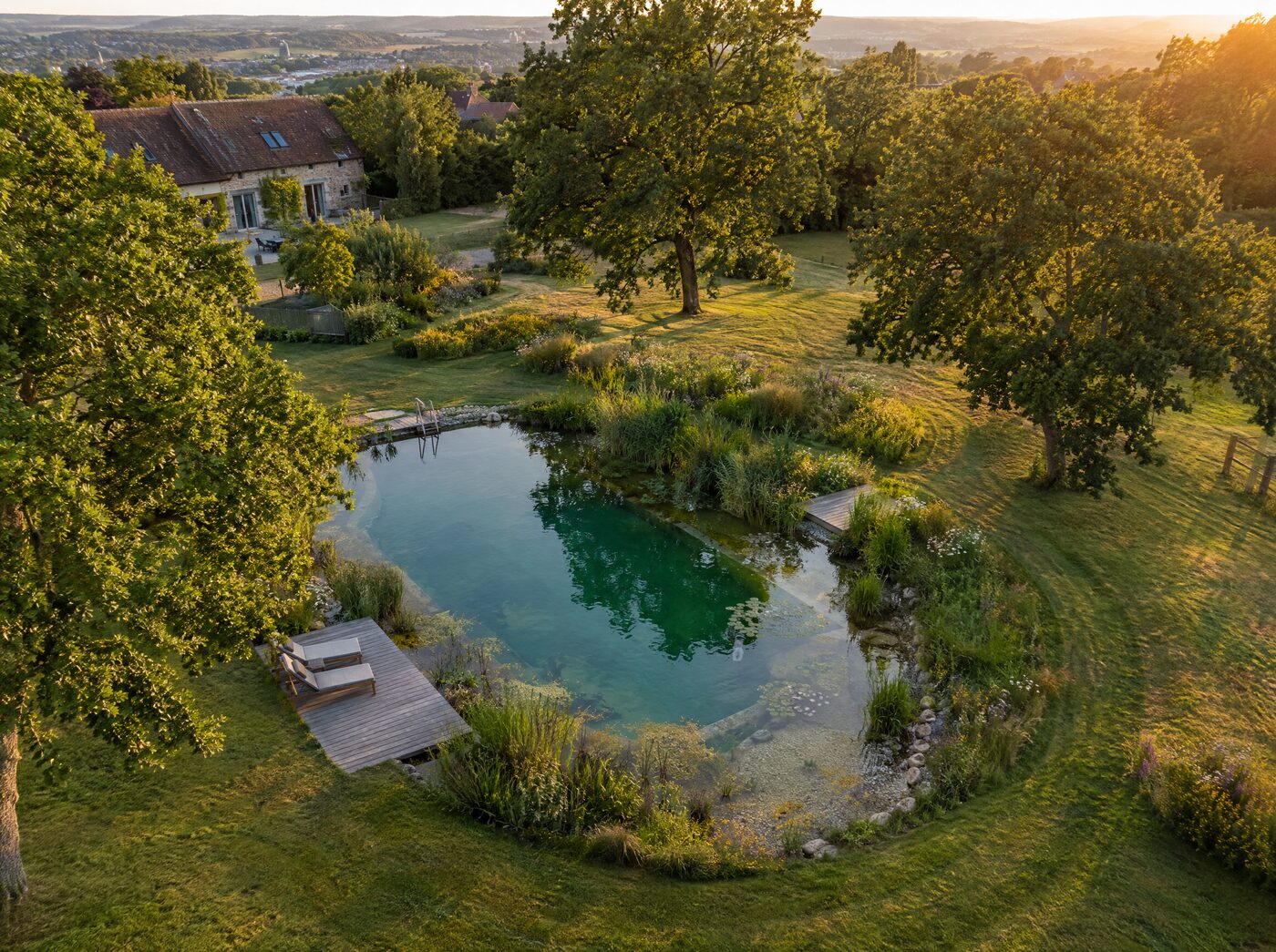 Baignade naturelle, vue aérienne
