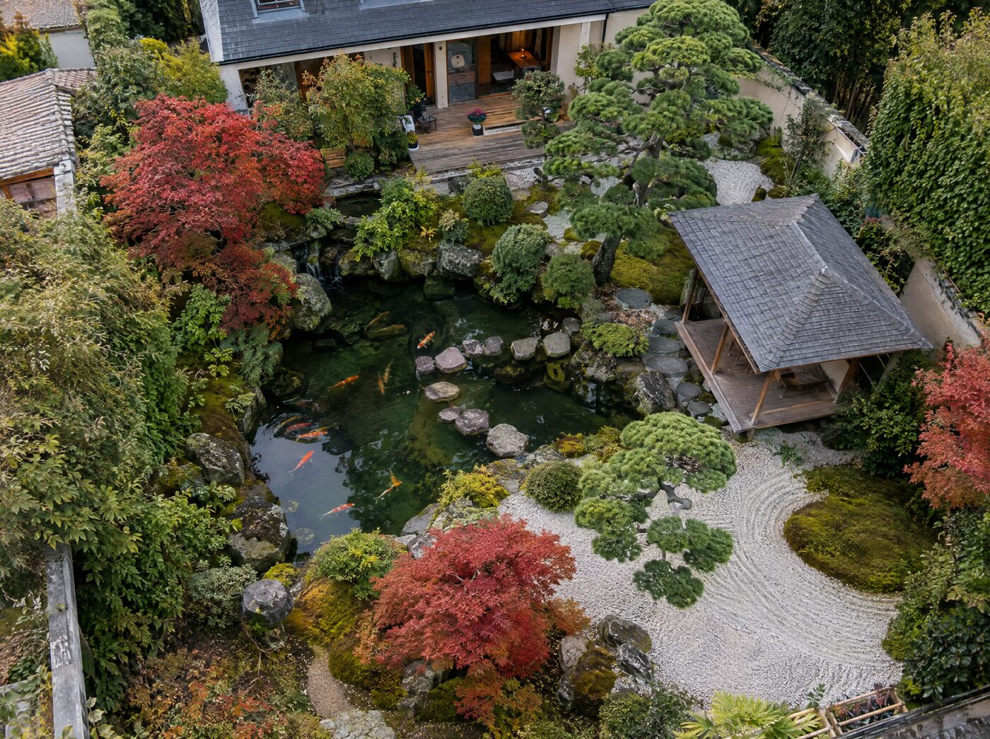 Jardin japonais, vue aérienne